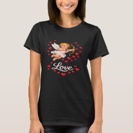 St. Valentines Day Cupid Love Black  T-Shirt