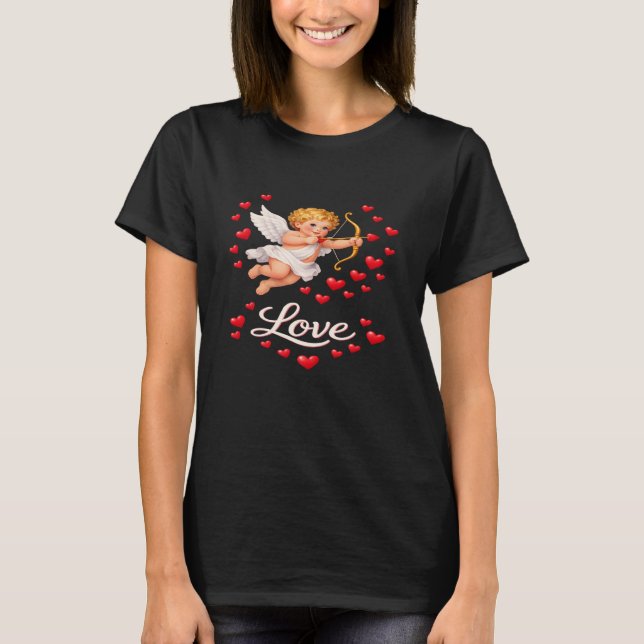 St. Valentines Day Cupid Love Black  T-Shirt (Vorderseite)