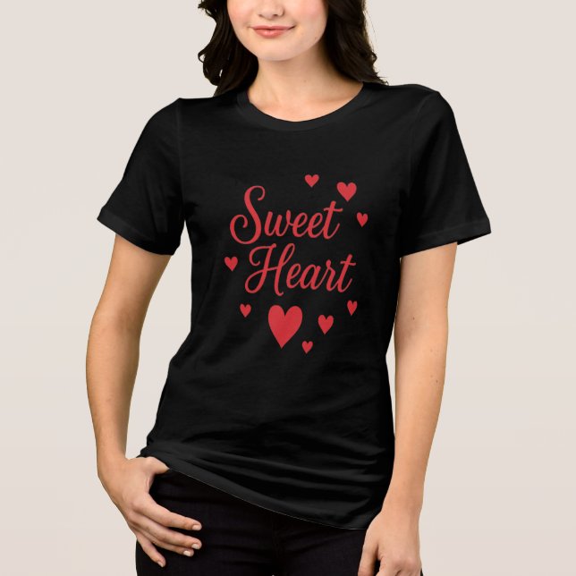St. Valentines Day Sweet Heart Black  Tri-Blend Shirt (Vorderseite)