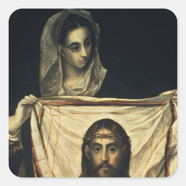 St.Veronica mit dem Heiligen Schleier Quadratischer Aufkleber (Vorderseite)