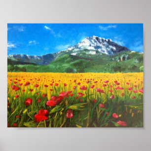 St Victoire mit Mohnblumen Poster