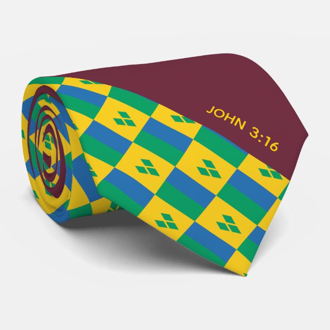 ST VINCENT Christlich Scripture John 3:16 Burgund Krawatte (Gerollt)