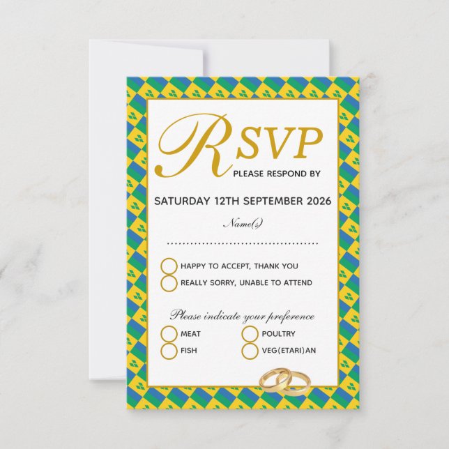 ST VINCENT Christliche Hochzeitungs-RSVP-Antwortka RSVP Karte (Vorderseite)