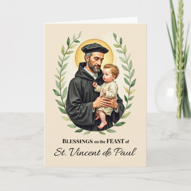 St. Vincent de Paul Feast Day Segen Wreath Karte (Vorderseite)