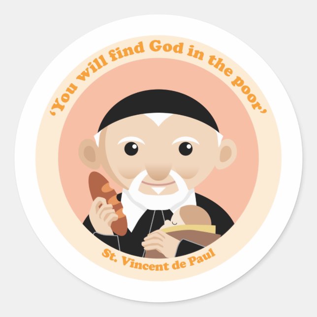 St. Vincent de Paul Runder Aufkleber (Vorderseite)