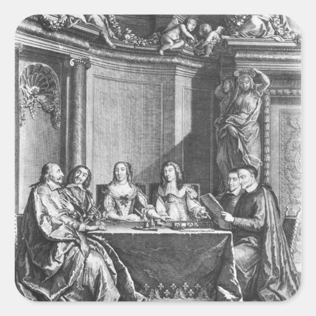 St. Vincent de Paul und Kardinal Jules Mazarin Quadratischer Aufkleber (Vorderseite)