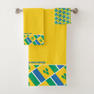 ST VINCENT FLAG Personalisiert Scripting YELLOW Badhandtuch Set