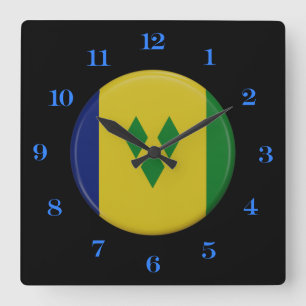 St Vincent Flag Round Clock Quadratische Wanduhr