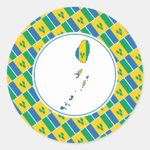 ST VINCENT FLAG Stilvolle Vincentian-Karte Runder Aufkleber