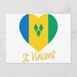 St Vincent / Grenadines Flag Herz Postkarte