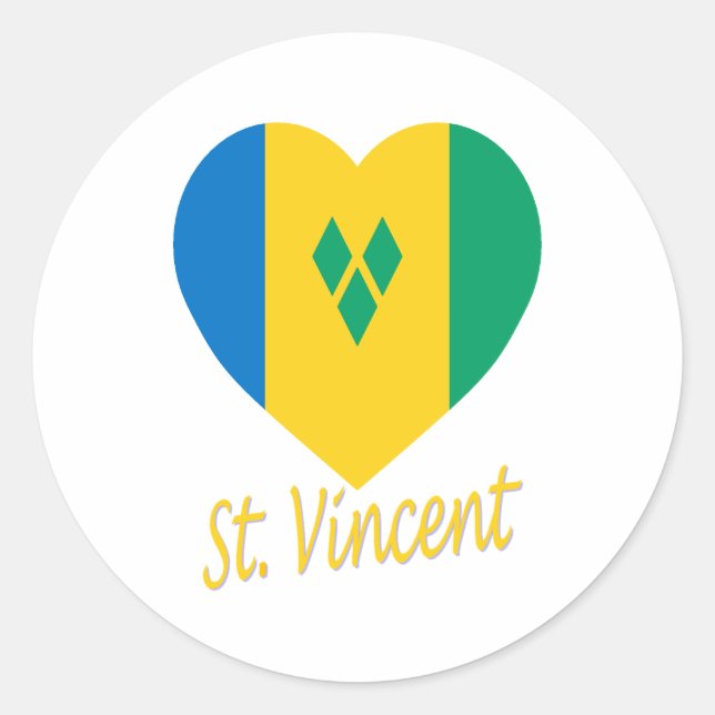 St Vincent / Grenadines Flag Herz Runder Aufkleber (Vorderseite)