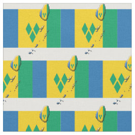 ST VINCENT GRENADINES Flag Map Kontur Stoff