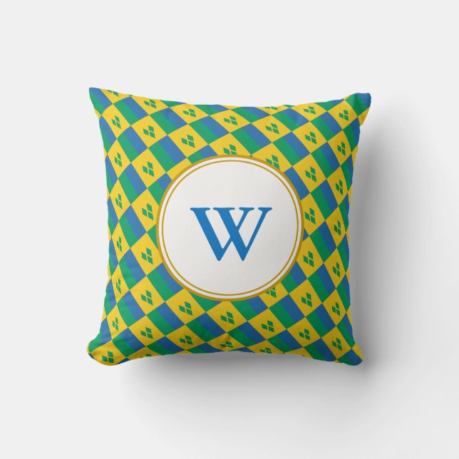 ST VINCENT GRENADINES Monogramm gesegnete Nation Kissen (Vorderseite)