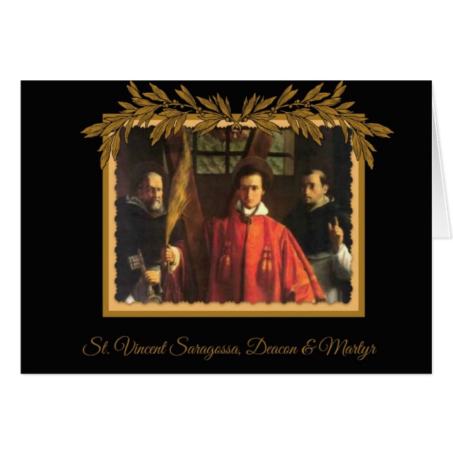 St. Vincent Saragossa Deacon-Martyr Gebetskarte (Vorderseite (Horizontal))
