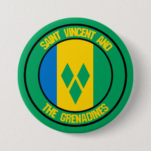 St. Vincent und das runde Emblem der Grenadinen Button