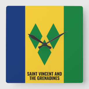 St. Vincent und die Grenadinen Flagge Dazzling Quadratische Wanduhr