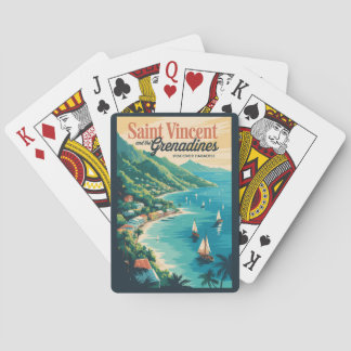 St. Vincent und die Grenadinen Landschaft Retro Spielkarten