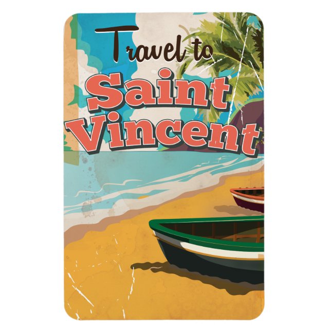 St. Vincent Vintage Reiseplakat. Magnet (Vertikal)