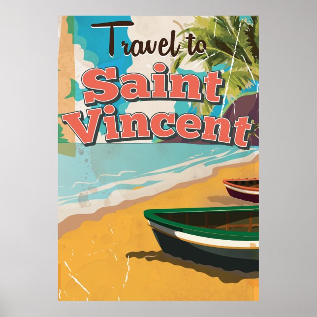 St. Vincent Vintage Reiseplakat. Poster (Vorne)