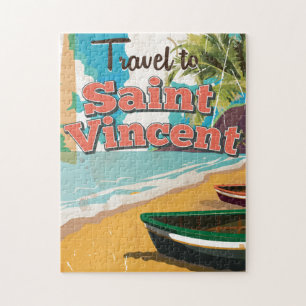 St. Vincent Vintage Reiseplakat. Puzzle