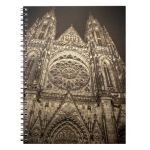 St.Vitus Kathedrale Türme Eingang Prag Nacht Notizblock