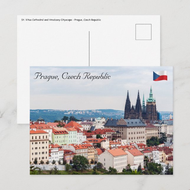 St. Vitus Kathedrale und Prager Stadtbild - Tschec Postkarte (Vorne/Hinten)