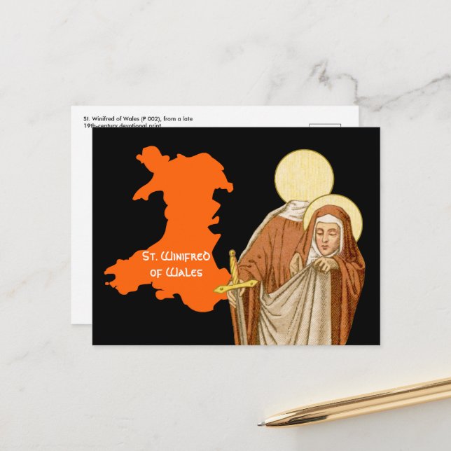St. Winifred of Wales (P 002) Postkarte (Vorderseite/Rückseite Beispiel)