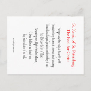 St. Xenia Prayer Card Postkarte