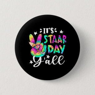 Staar Day Yall Gefärbte Krawatte Peace Sign Teache Button