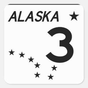 Staat Alaska Route 3 Quadratischer Aufkleber
