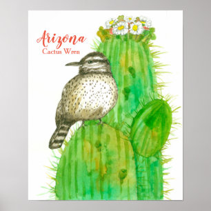 Staat Bird of Arizona Cactus Wren Poster