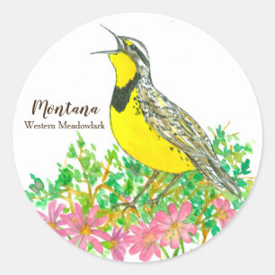 Staat Bird of Montana Western Meadowlark Songbird Runder Aufkleber