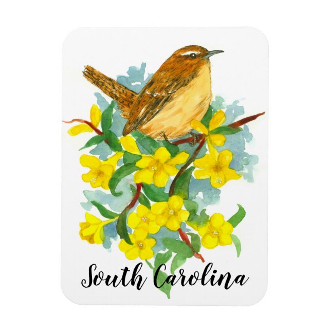 Staat Bird of South Carolina Wren Wasserfarbe Magnet (Vertikal)