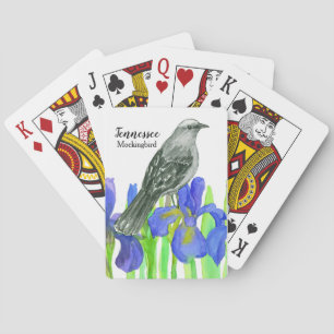 Staat Bird of Tennessee Mockingbird Iris Blume Spielkarten