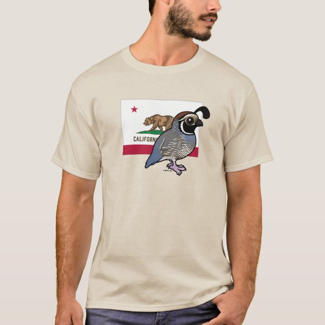 Staat Birdorable: Kalifornische Wachteln T-Shirt (Vorderseite)