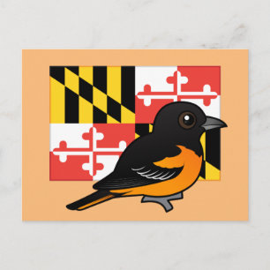Staat Birdorable von Maryland: Baltimore Oriole Postkarte