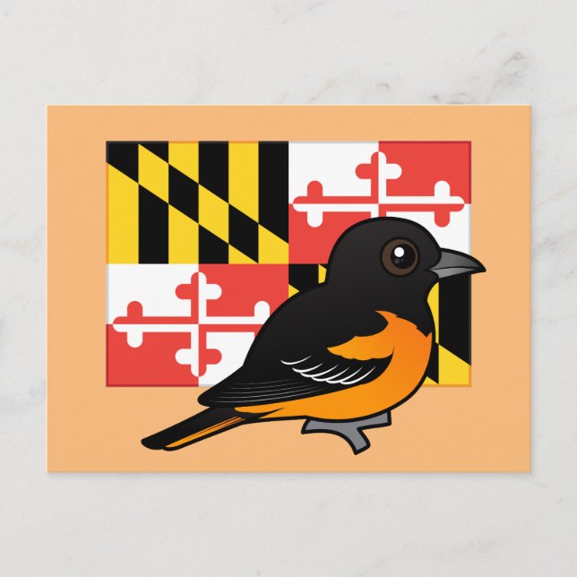 Staat Birdorable von Maryland: Baltimore Oriole Postkarte (Vorderseite)