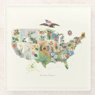 Staat-Blumen-Karte - unser nationaler Blumenstrauß Glasuntersetzer