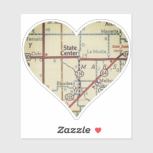 Staat Center Iowa Vintage Karte Aufkleber