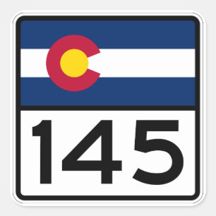Staat Colorado Highway 145 Quadratischer Aufkleber