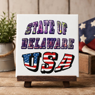 Staat Delaware Picture und USA Flag Text Fliese