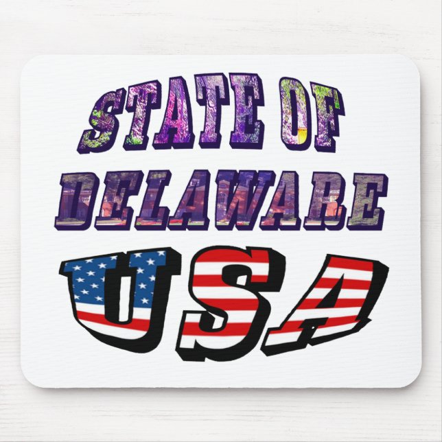 Staat Delaware Picture und USA Flag Text Mousepad (Vorne)