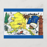 Staat der Alaska Karte Postkarte