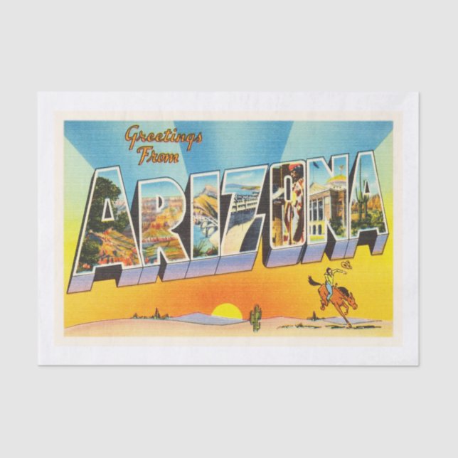 Staat der alten Vintagen Reise-Andenkens Arizonas Seidenpapier (Vorderseite)