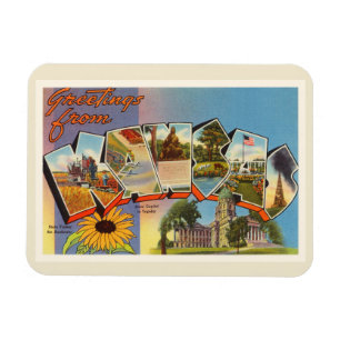 Staat der alten Vintagen Reise-Andenkens Kansas KS Magnet