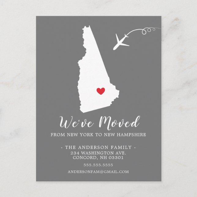 Staat der Ankündigung verschieben NEUE HAMPSHIRE-P Postkarte (Vorderseite)