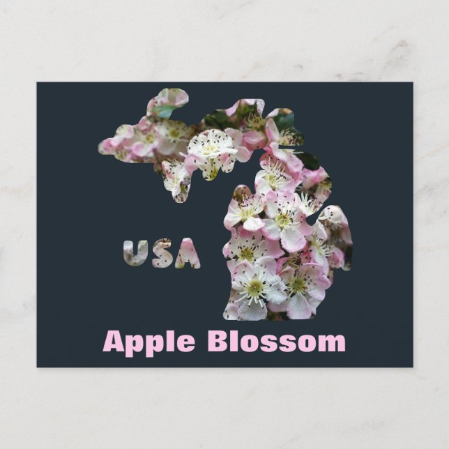 Staat der Blüten von Michigan und Apple Postkarte (Vorderseite)