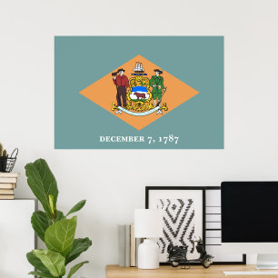 Staat der Delaware-Flagge Poster