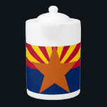 Staat der Flagge von Arizona<br><div class="desc">Die Staatsflagge von Arizona hat dreizehn rote und gelbe Strahlen in der oberen Hälfte, und blau in der unteren Hälfte, in der Mitte ein Kupferstern. Adoptiert am 27. Februar 1917. Das sieht bei jedem Produkt gut aus und macht einen wunderbaren Reisegepäck. ⭐ PERSONALISIEREN Sie diese Vorlage mit Ihren Bildern. ⭐...</div>