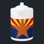 Staat der Flagge von Arizona<br><div class="desc">Die Staatsflagge von Arizona hat dreizehn rote und gelbe Strahlen in der oberen Hälfte, und blau in der unteren Hälfte, in der Mitte ein Kupferstern. Adoptiert am 27. Februar 1917. Das sieht bei jedem Produkt gut aus und macht einen wunderbaren Reisegepäck. ⭐ PERSONALISIEREN Sie diese Vorlage mit Ihren Bildern. ⭐...</div>